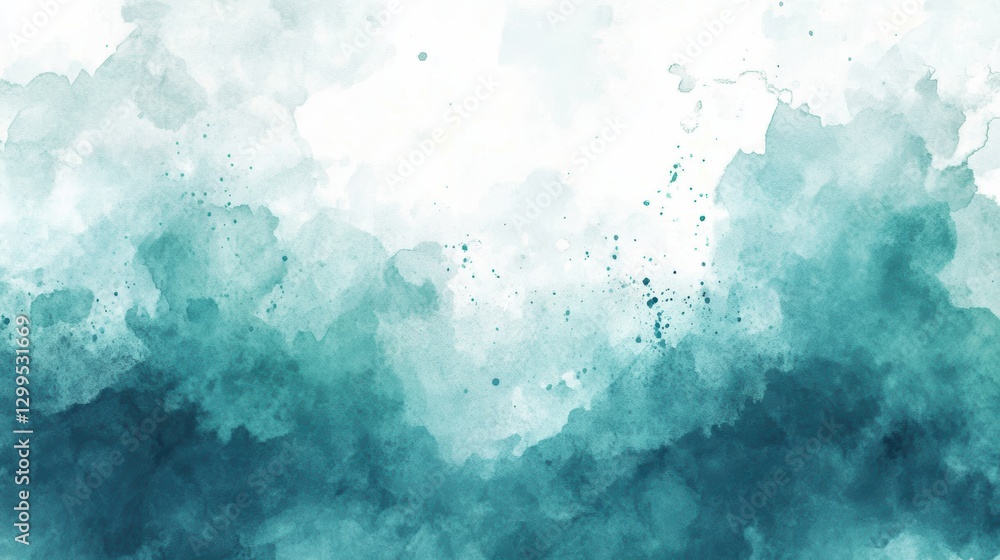 Obraz premium Abstract Teal Watercolor Wash