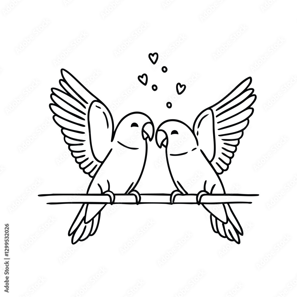 Obraz premium A lovebird spreading its wings while playfully interacting