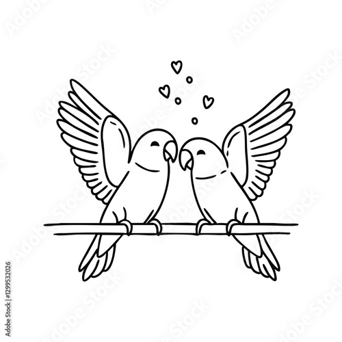 A lovebird spreading its wings while playfully interacting