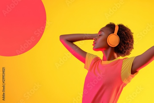 woman with headphones enjoying music