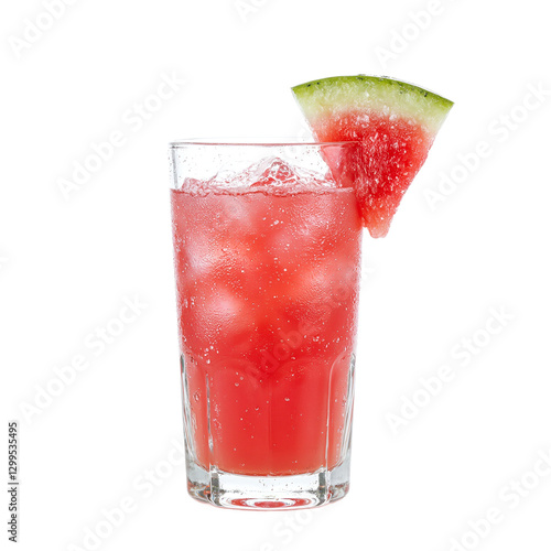 Wallpaper Mural Refreshing watermelon juice in a frosty glass garnished with a juicy slice on a clean white backdrop Quench your thirst with this vibrant image Torontodigital.ca