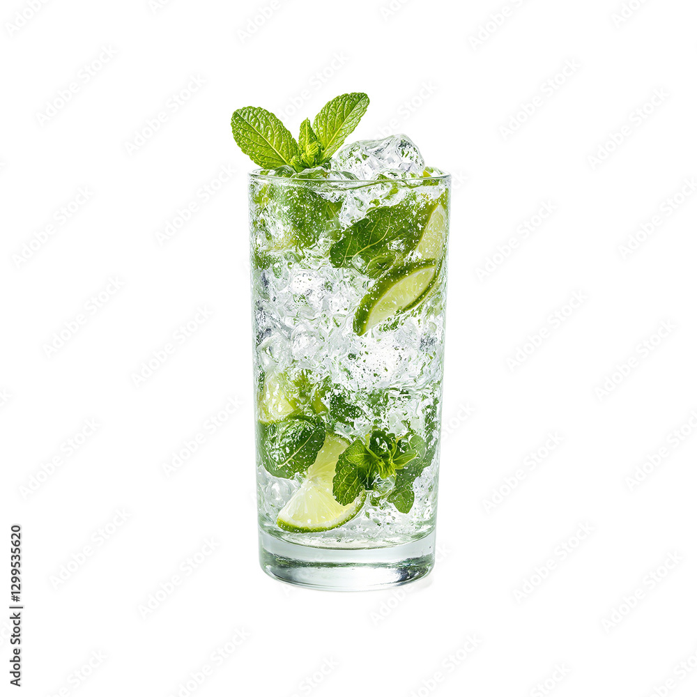 Refreshing mojito cocktail with muddled mint and lime in a highball glass filled with ice perfect for summer vibes Refreshing mojito cocktail with muddled mint and lime in a highball glass filled with ice perfect for summer vibes
