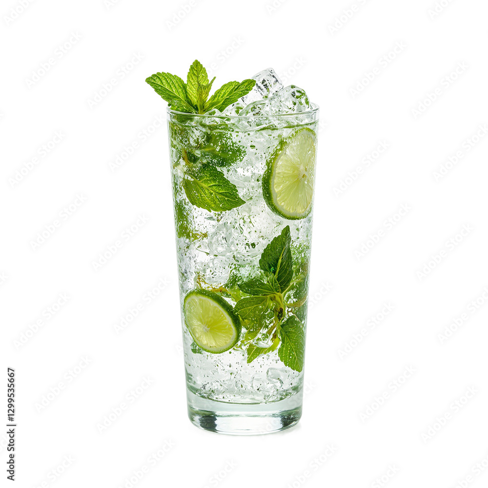 Refreshing mojito cocktail with muddled mint and lime in a highball glass filled with ice perfect for summer vibes Refreshing mojito cocktail with muddled mint and lime in a highball glass filled with ice perfect for summer vibes