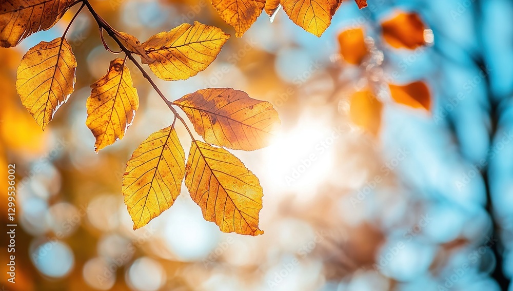 Golden Autumn Leaves Backlit By Sunlight Golden Autumn Leaves Backlit By Sunlight