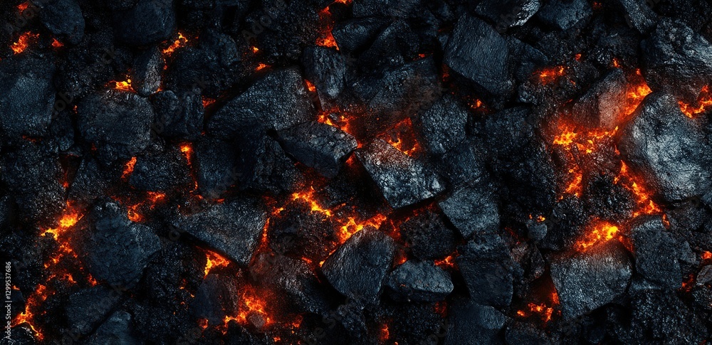 Glowing Embers and Dark Coal Texture Background Glowing Embers and Dark Coal Texture Background