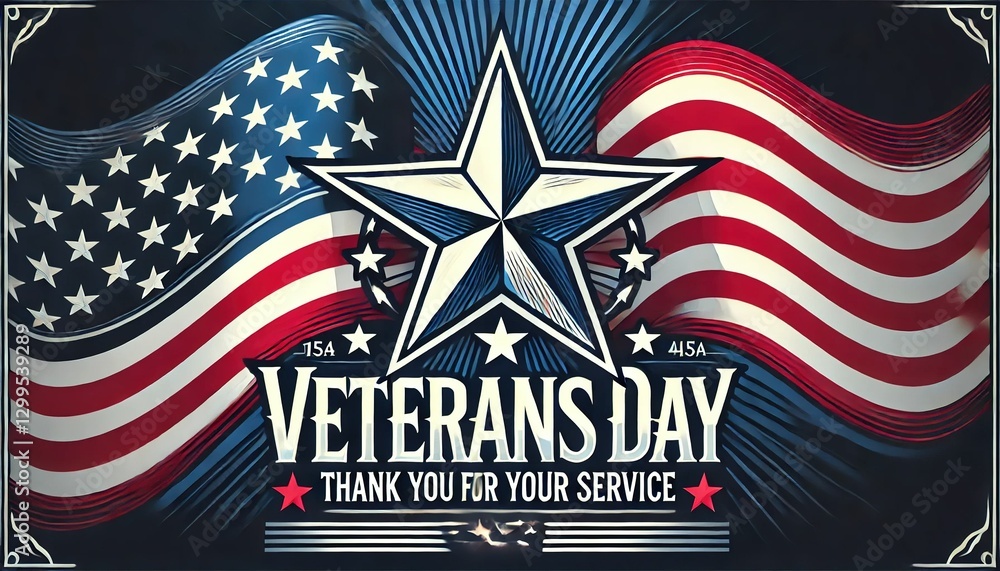 Blue background banner with the flag of the United States, space for text. Memorial Day and Veterans Day concept Blue background banner with the flag of the United States, space for text. Memorial Day and Veterans Day concept