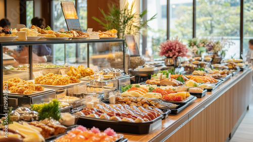 Obraz na płótnie 日本のホテルで味わう、和洋折衷の華やかな朝食ビュッフェ