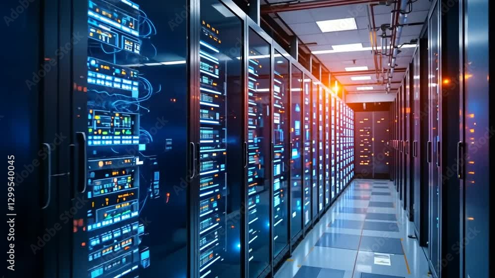 Digital information flows through the network and data servers Digital information flows through the network and data servers