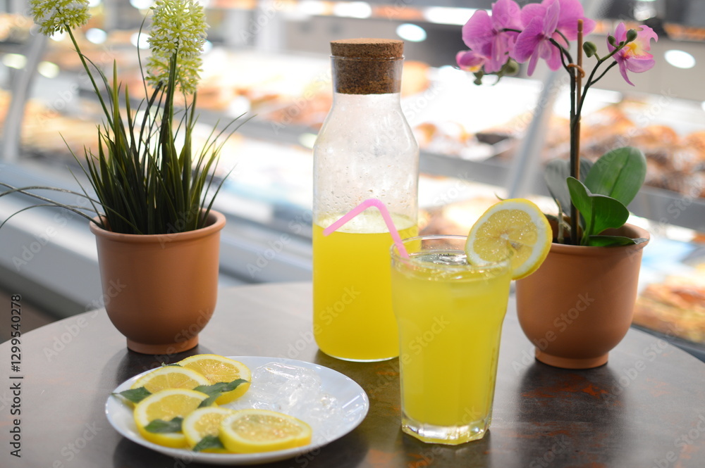 glass of lemonade glass of lemonade