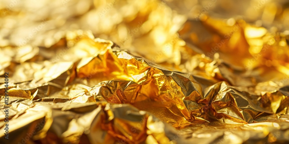 Golden Foil Texture Background with Highlights, Uneven Surface, Luxury Food Photography Golden Foil Texture Background with Highlights, Uneven Surface, Luxury Food Photography