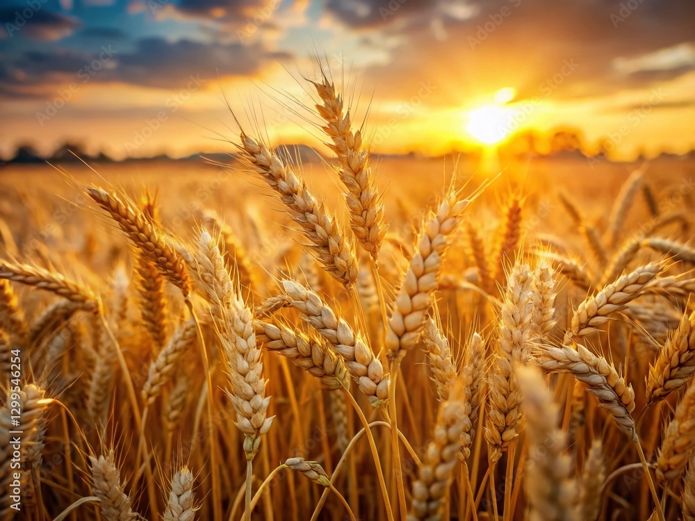 Golden Wheat Field at Dusk - Low Light Rural Landscape Photography Golden Wheat Field at Dusk - Low Light Rural Landscape Photography