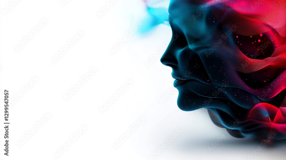 Abstract Digital Face in Vibrant Hues Abstract Digital Face in Vibrant Hues