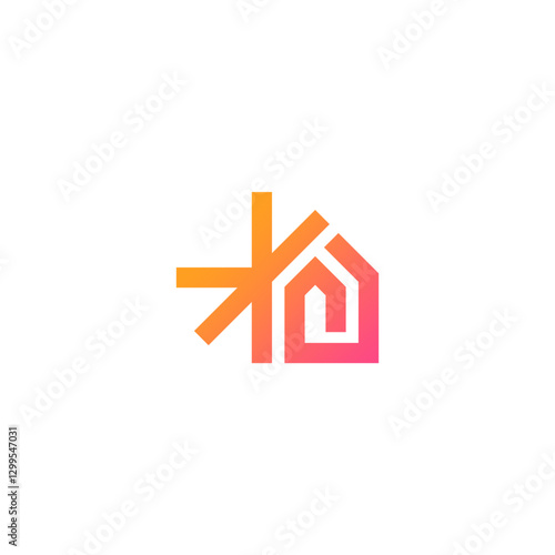 Sun home or shine house logo concept vector icon