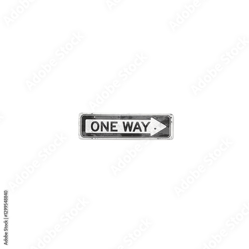 Bold black ONE WAY sign on white background conveys authority and simplicity