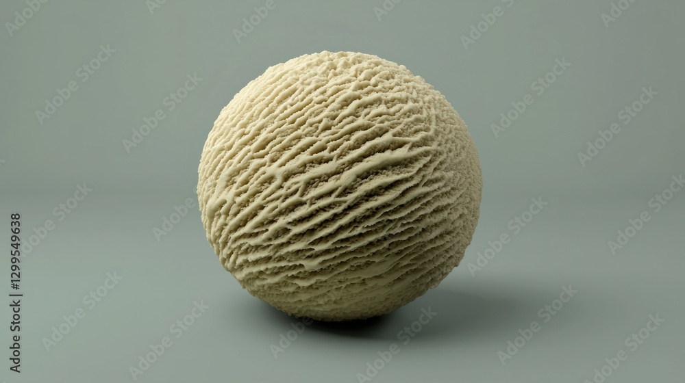 Textured Sphere on Soft Green Background with Unique Patterns