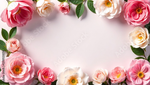 Wallpaper Mural Beautiful floral frame mockup with flowers, pastel colors, ideal for luxury product ads, banner background new falce image Torontodigital.ca