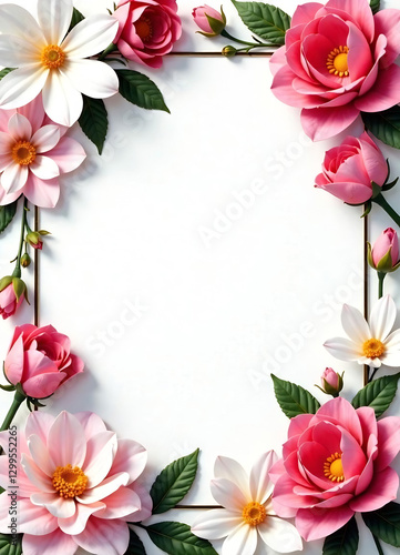 Wallpaper Mural Beautiful floral frame mockup with flowers, pastel colors, ideal for luxury product ads, banner background new falce image Torontodigital.ca