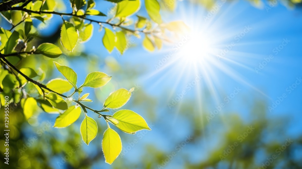 Obraz premium Sunlight Dapples Bright Green Leaves