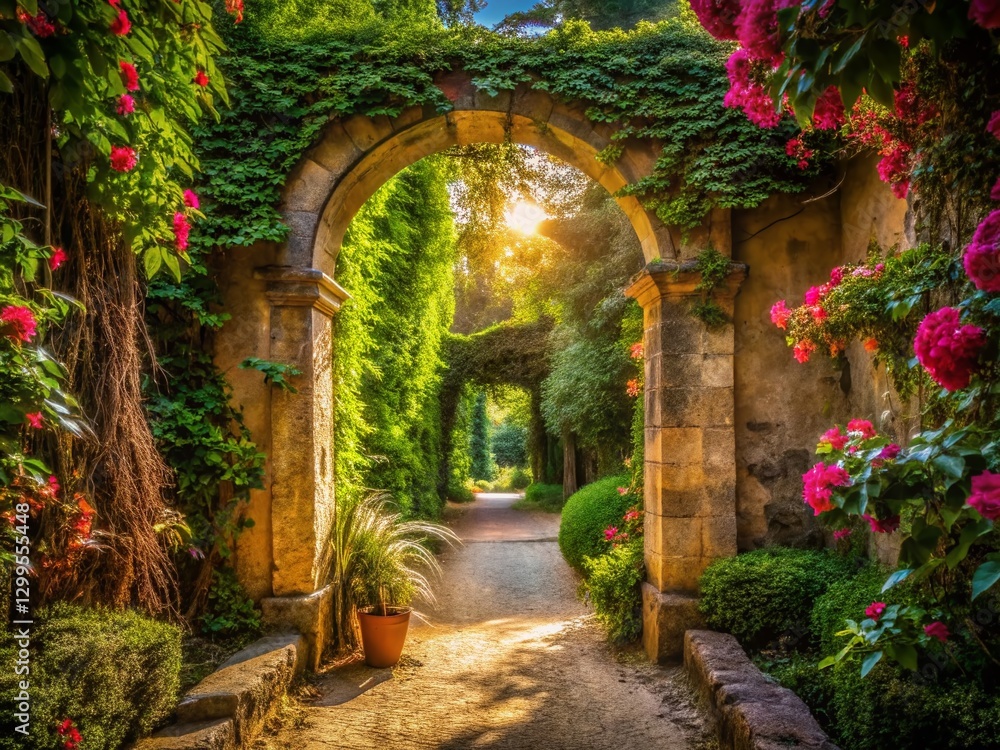 Fototapeta premium Hidden Garden Aranjuez: Secret Passageway to Lush Oasis in Spain