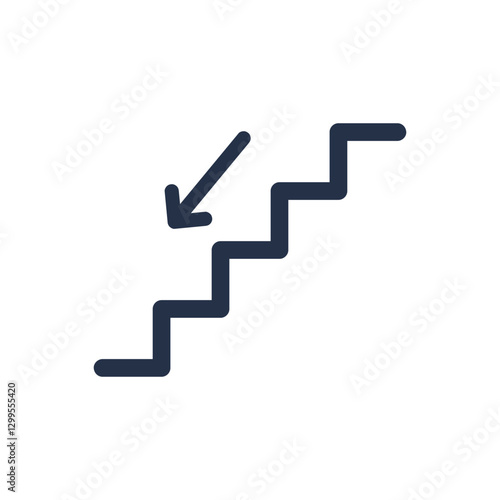Stair down icon. Solid glyph series icon