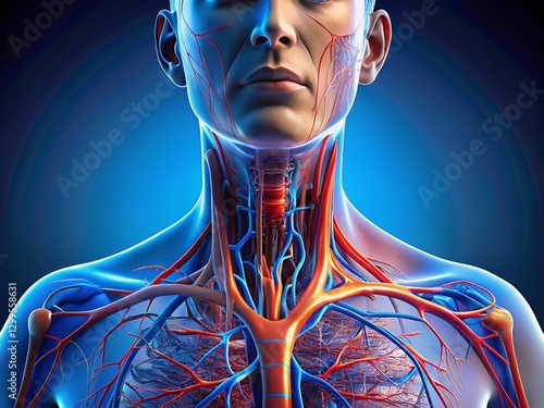 Human Anatomy: Anterior Jugular Vein in the Neck - Detailed Medical Illustration photo