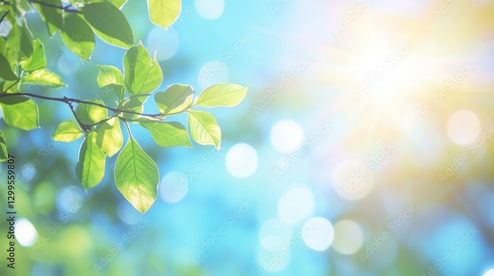Fresh green leaves bask in sunlight. Fresh green leaves bask in sunlight.