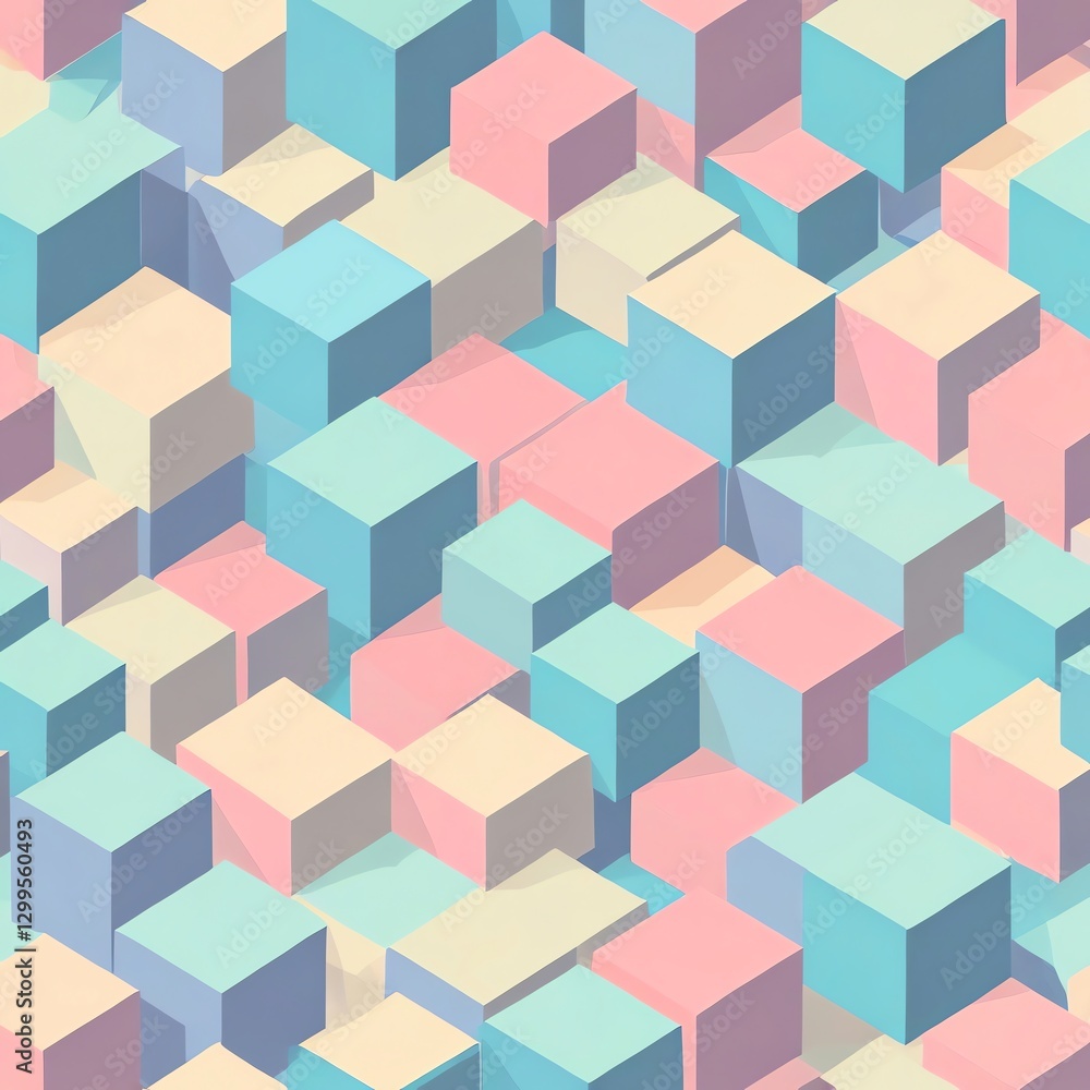 Pastel Cube Abstract Art: A Symphony of Soft Colors and Geometric Shapes Pastel Cube Abstract Art: A Symphony of Soft Colors and Geometric Shapes