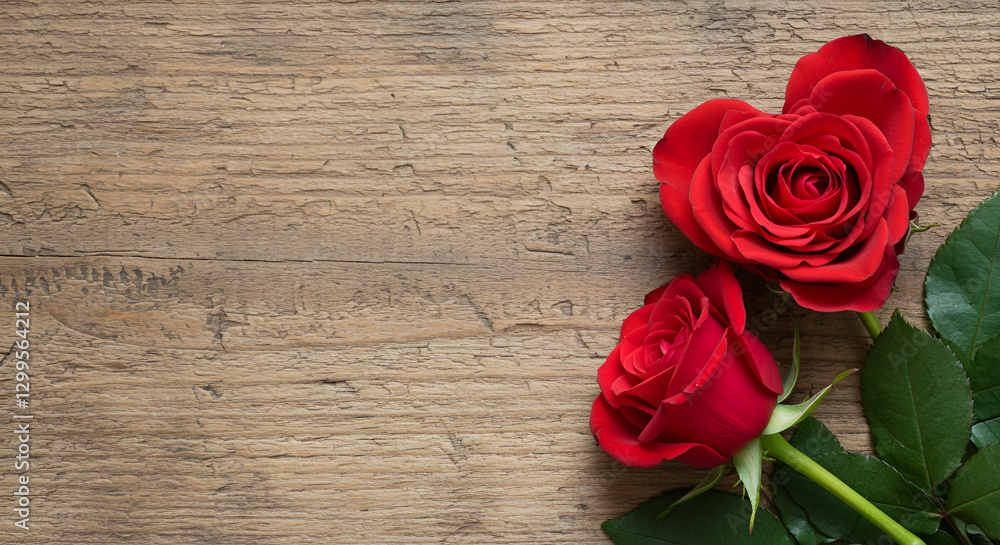red rose on wooden background