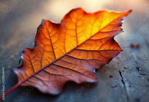 Wallpaper Mural Autumn Leaf on Ground - Yellow Maple Leaf with Red Veins Torontodigital.ca
