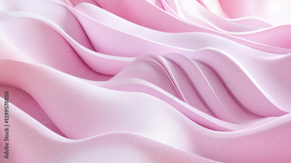 Fototapeta premium Soft pink fabric with elegant wavy folds and smooth texture creates a luxurious and graceful aesthetic. AI generative