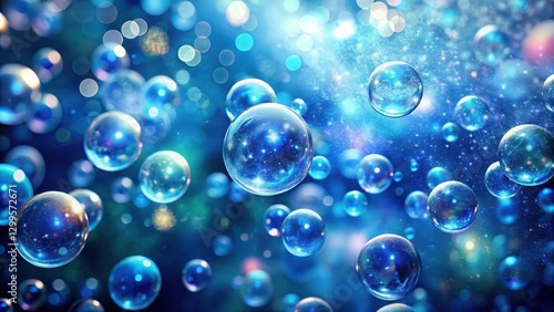 Wallpaper Mural Glittering blue bubbles floating in mid-air with a subtle bokeh effect creating a dreamy atmosphere , shimmer Torontodigital.ca