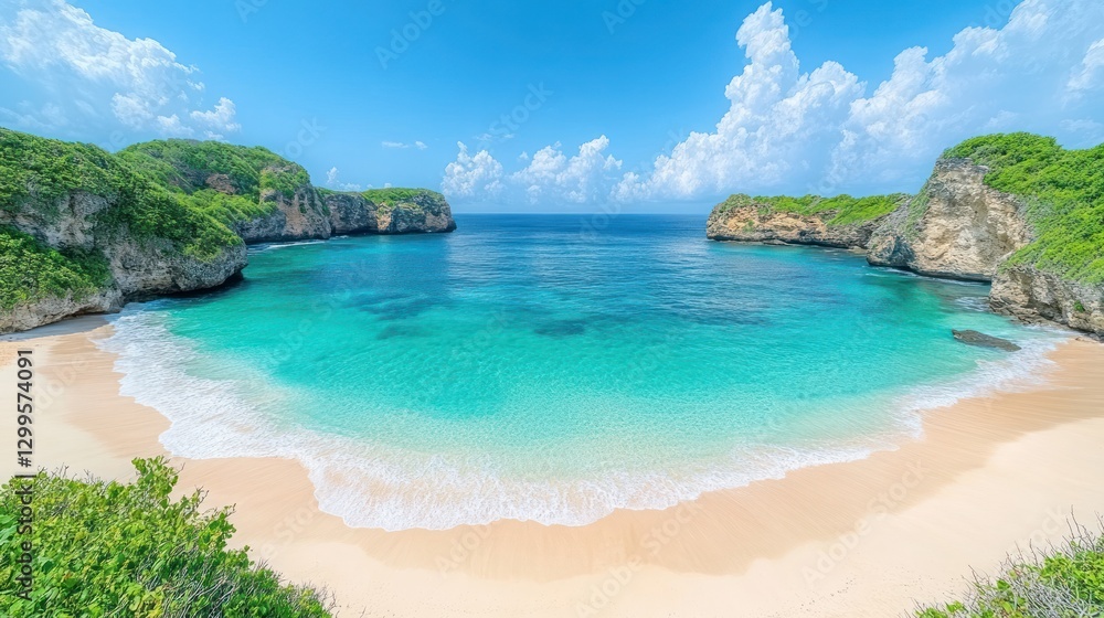 Fototapeta premium Tropical beach cove, turquoise water, idyllic scenery