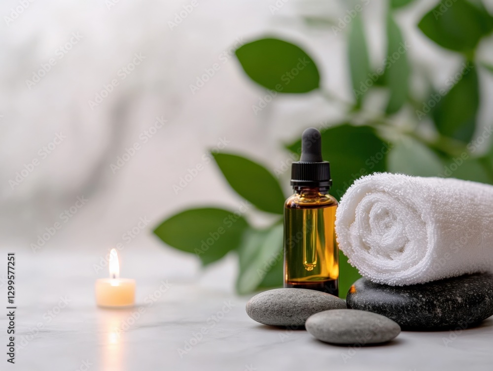 Spa still life with oil and towel Spa still life with oil and towel