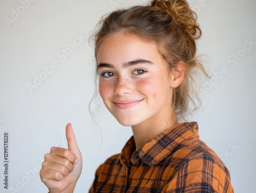 Wallpaper Mural Smiling Girl Gives a Thumbs Up Torontodigital.ca