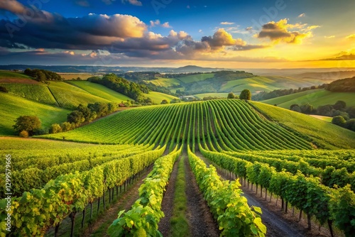 Wallpaper Mural Lush Green Vineyard Rows, Scenic Countryside Landscape Torontodigital.ca