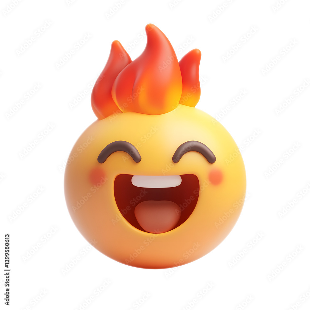 Fototapeta premium Flaming Emoji Face with Joyful Expression