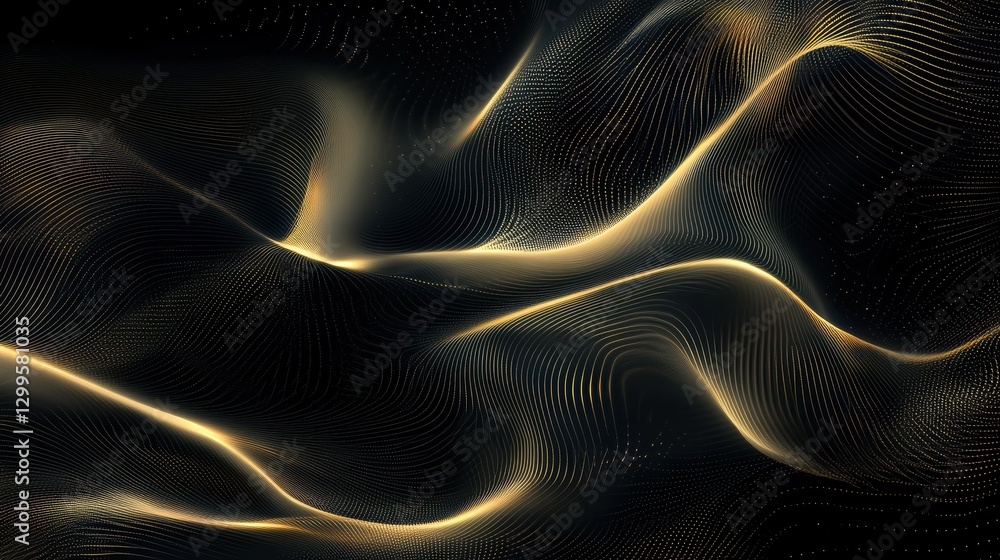 Abstract golden waves on black background Abstract golden waves on black background