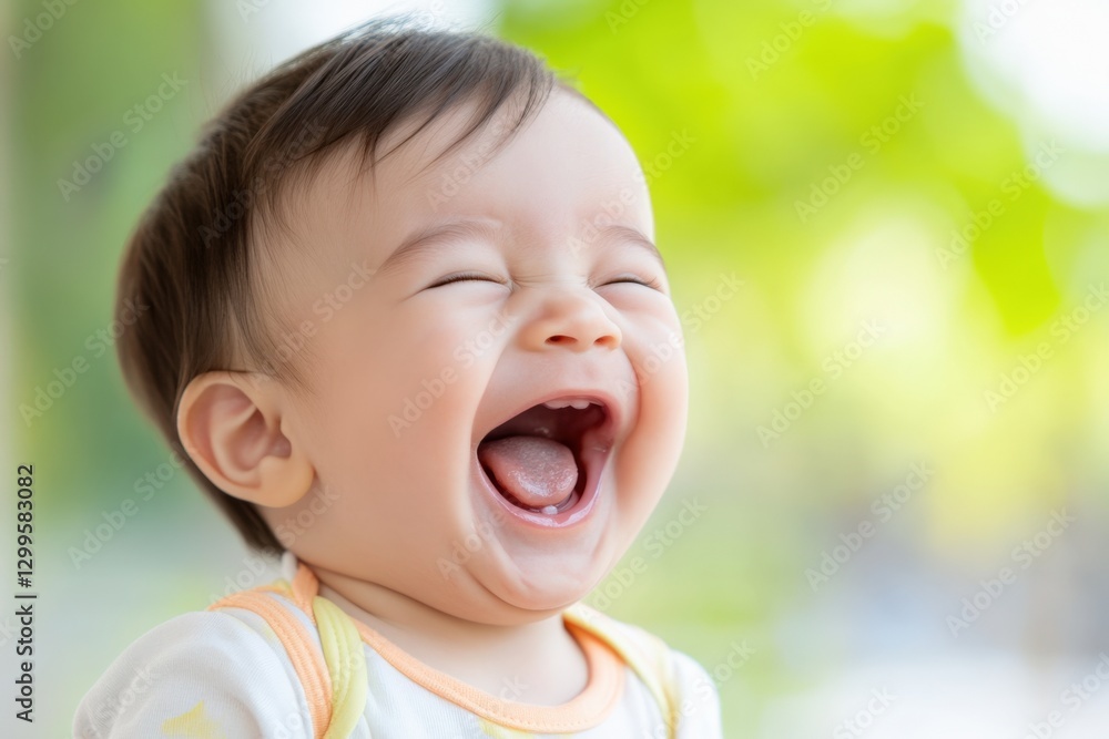laughing baby with open mouth and closed eyes laughing baby with open mouth and closed eyes