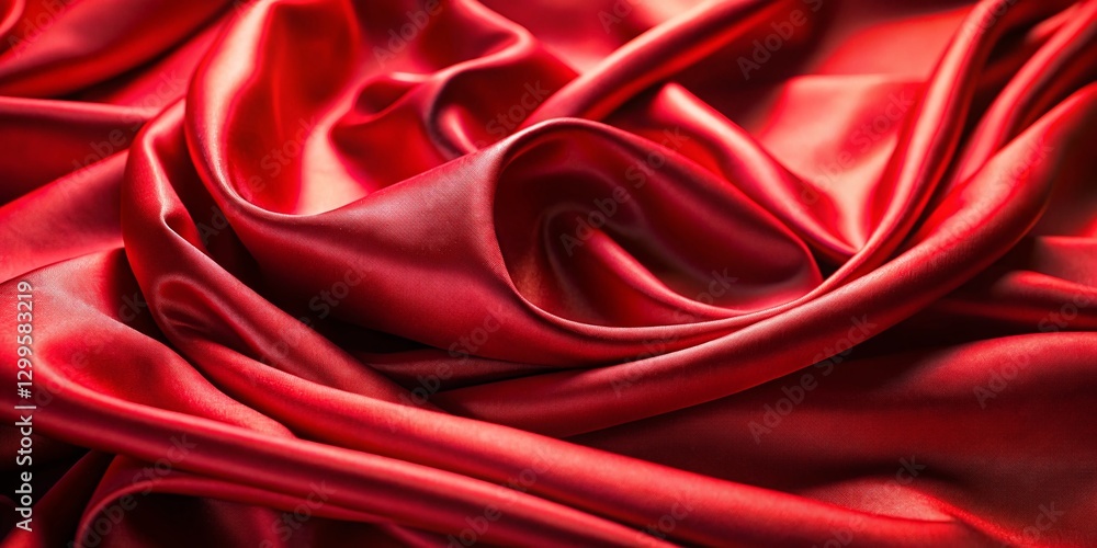 Obraz premium Luxurious Red Satin Fabric Background: Elegant Draped Silk Texture