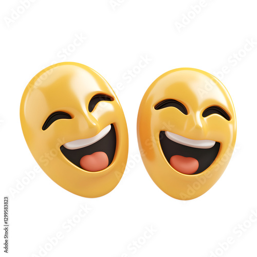 Wallpaper Mural Vibrant Theater Masks Emoji Symbols Conveying Joyful Emotions and Theatrical Expression Torontodigital.ca