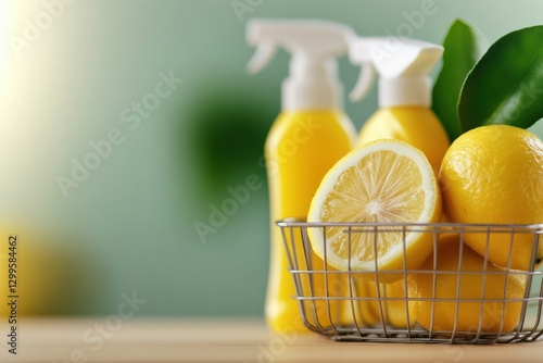 lemons and cleaning spray bottles.