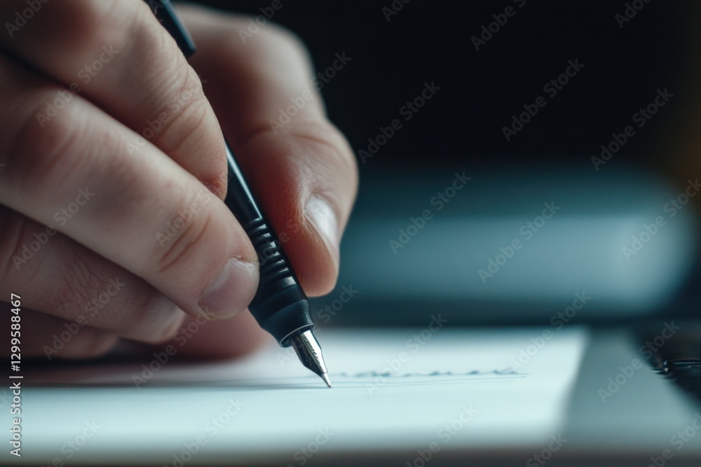 Hand Writing with a Pen on Paper Hand Writing with a Pen on Paper