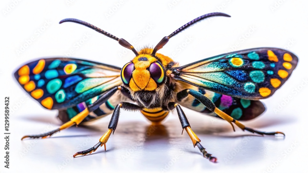Macro Photography: Polka Dot Wasp Moth Close-Up with Copy Space for Text or Branding Macro Photography: Polka Dot Wasp Moth Close-Up with Copy Space for Text or Branding