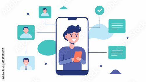 Smartphone Recruiting App An onthego recruiter using a smartphone app with a simple interface that features AI recommendations for candidates.
