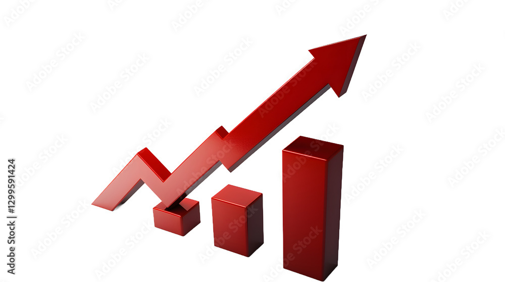 3D Red Arrow Up Chart Business Growth Success, Financial Increase, Investment 3D Red Arrow Up Chart Business Growth Success, Financial Increase, Investment