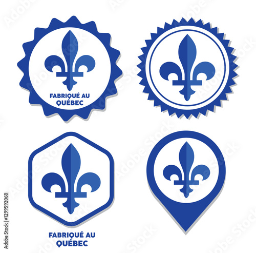 Made in quebec province round emblem symbol label vector set