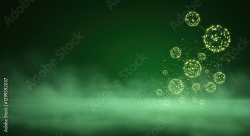 Wallpaper Mural Abstract Green Background with Light Bubbles and Smoke Particles Torontodigital.ca