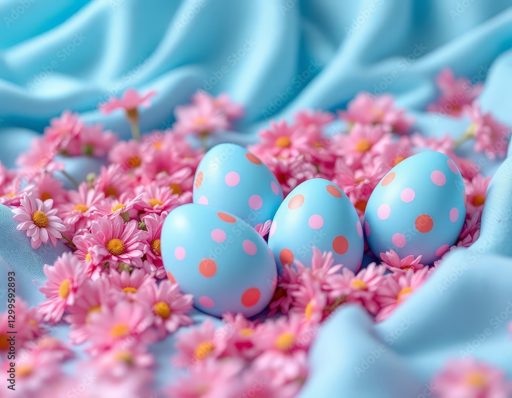 Fototapeta premium easter eggs and flowers