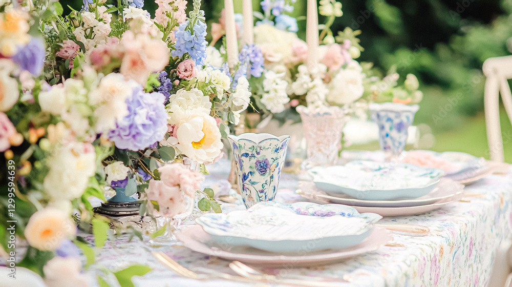 Elegant English afternoon tea setting in the countryside garden idea Elegant English afternoon tea setting in the countryside garden idea