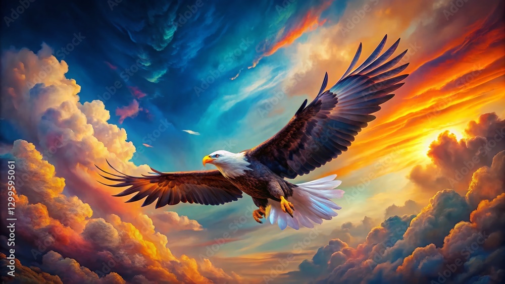 Obraz premium Majestic Eagle in Vibrant Colors, Artistic Background - Stock Photo